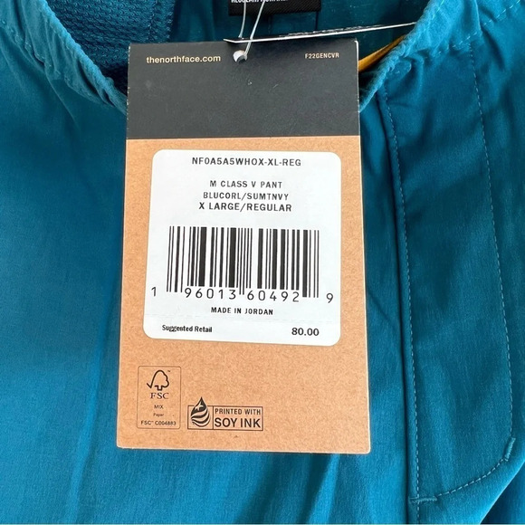 The North Face Men’s Colorblock Class V Pants Teal Blue Summit Navy XL NWT - Picture 6 of 6
